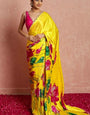 Ravishing 1-Minute Ready To Wear Yellow Satin Silk Saree