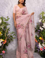 Moiety 1-Minute Ready To Wear Baby Pink Organza Silk Saree