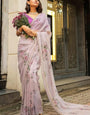 Exuberant 1-Minute Ready To Wear Lavender Organza Silk Saree