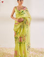 Phenomenal 1-Minute Ready To Wear Pista Organza Silk Saree