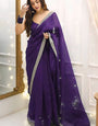 Invaluable 1-Minute Ready To Wear Purple Organza Silk Saree