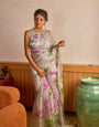 Dissemble 1-Minute Ready To Wear Sky Organza Silk Saree
