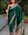 Magnetic Dark Green 1 Minute Ready To Wear Digital Printed Crape Silk Saree