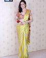 Conflate Black & Yellow 1 Minute Ready To Wear Digital Printed Crape Silk Saree