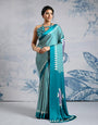 Ailurophile Firozi 1 Minute Ready To Wear Digital Printed Crape Silk Saree