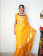 Impressive 1-Minute Ready To Wear Yellow Cotton Silk Saree