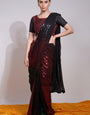 Captivating Black And Red Georgette Sequence Work Saree