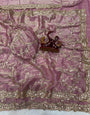 Proficient Lavender Fandy Silk Sequence Embroidery Work Saree