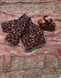 Capricious Peach Jimmy Choo Sequence Embroidery Work Saree With Stitched Blouse
