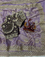 Ravishing Lavender Fendy Silk Sequence Embroidery Work Saree With Stitched Blouse