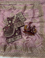 Breathtaking Pink Fendy Silk Sequence Embroidery Work Saree With Stitched Blouse