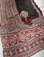 Groovy Black Crape Silk Ajrakh Printed Mirror Work Saree