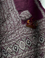 Moiety Purple Crape Silk Ajrakh Printed Mirror Work Saree
