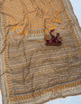 Magnetic Mustard Georgette Silk Printed Embroidery Mirror Work Saree