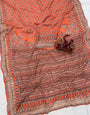 Wonderful Orange Georgette Silk Printed Embroidery Mirror Work Saree