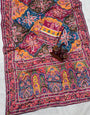 Desuetude Multicolor Chinon Silk Printed Mirror Work Saree