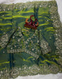 Exceptional Green Fandy Silk Sequence Embroidery Work Saree With Stitched Blouse