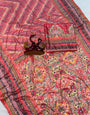 Engaging Multicolor Chinon Silk Printed Mirror Work Saree