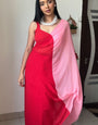 Resonant 1-Minute Ready To Wear Red and Pink Georgette Saree