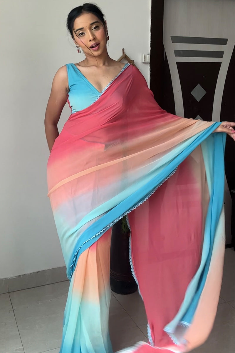 Transcendent 1-Minute Ready To Wear Multi Color Georgette Saree