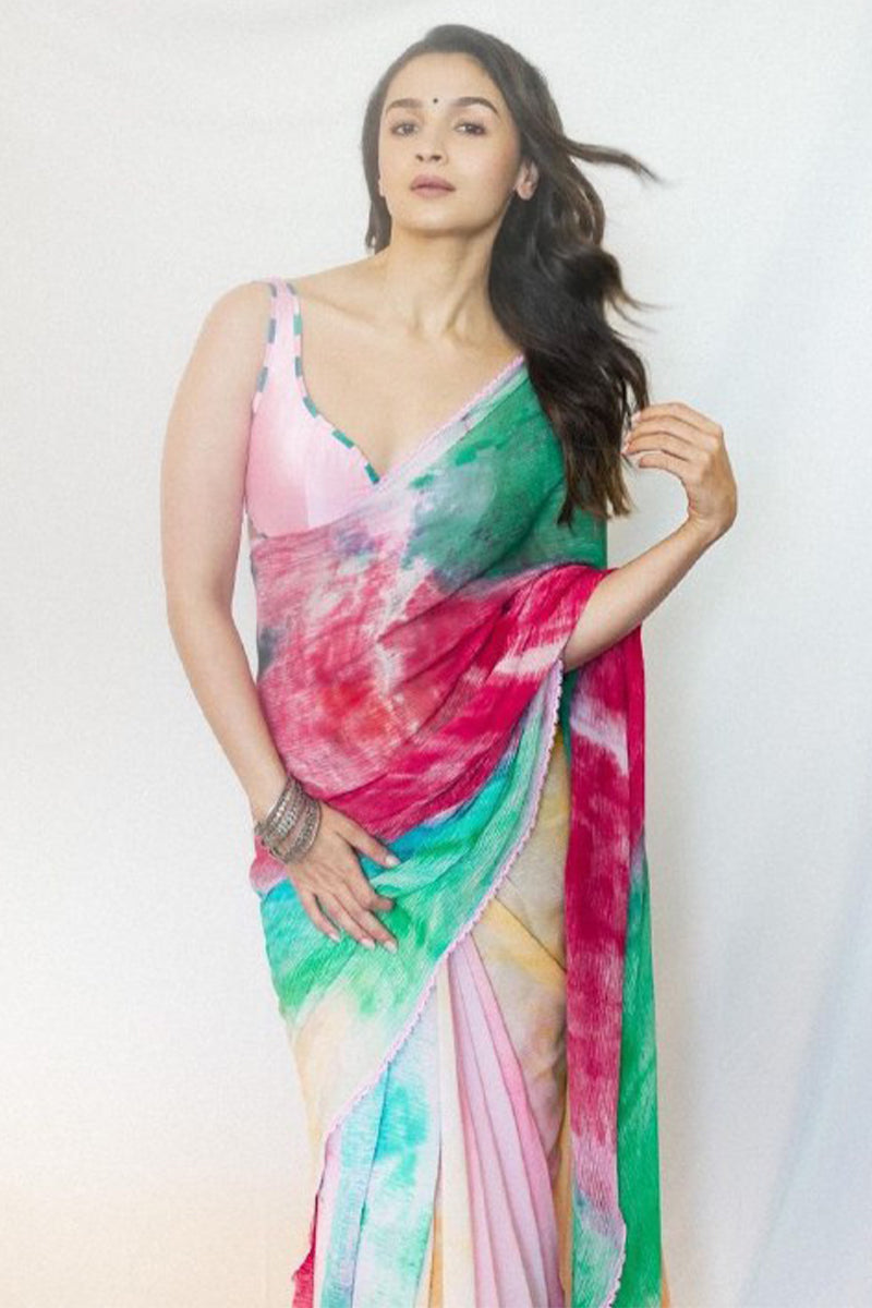 Most Prodigal 1-Minute Ready To Wear Multi Color Georgette Saree