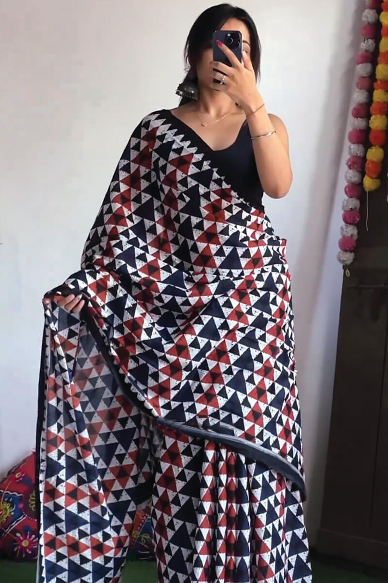Ravishing 1-Minute Ready To Wear Multicolor Cotton Saree