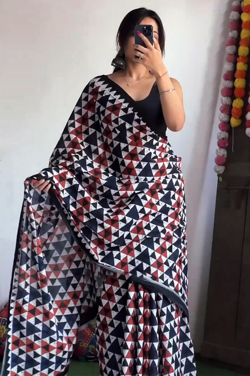 Ravishing 1-Minute Ready To Wear Multicolor Cotton Saree
