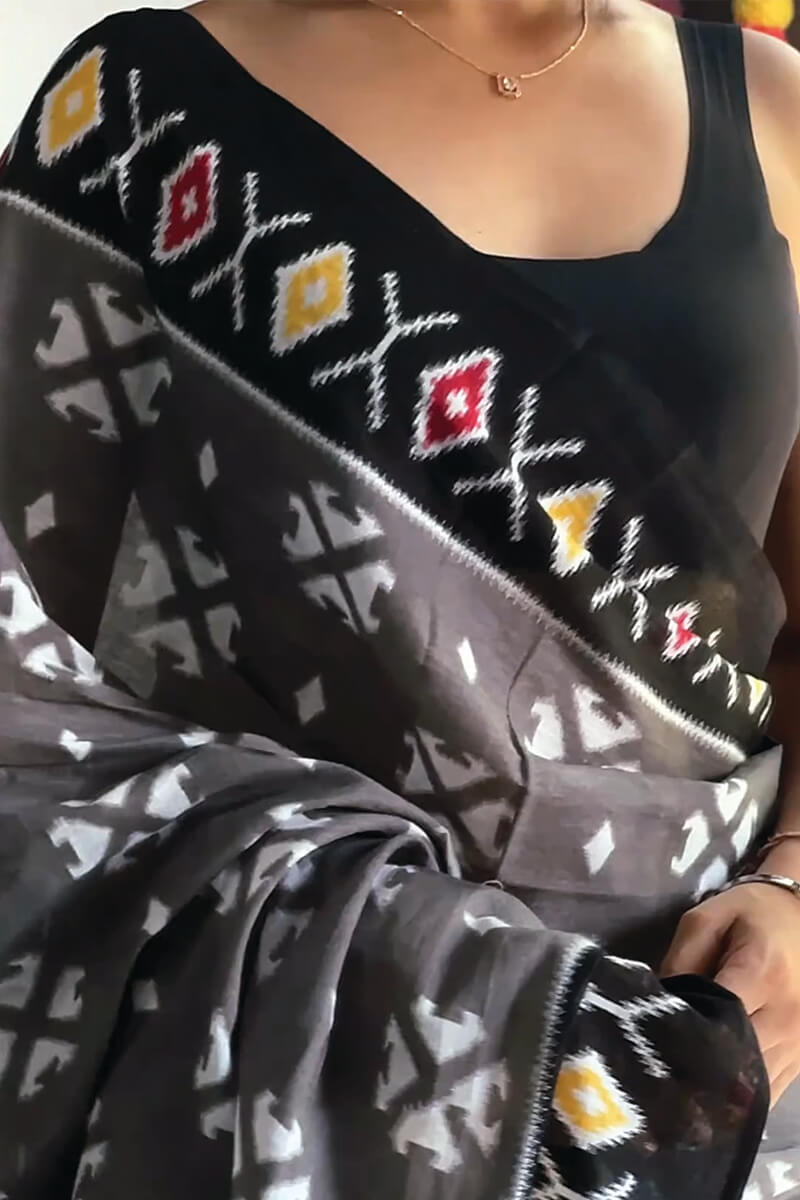 Classic 1-Minute Ready To Wear Grey Cotton Saree