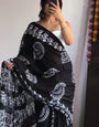 Flamboyant 1-Minute Ready To Wear Black Cotton Saree