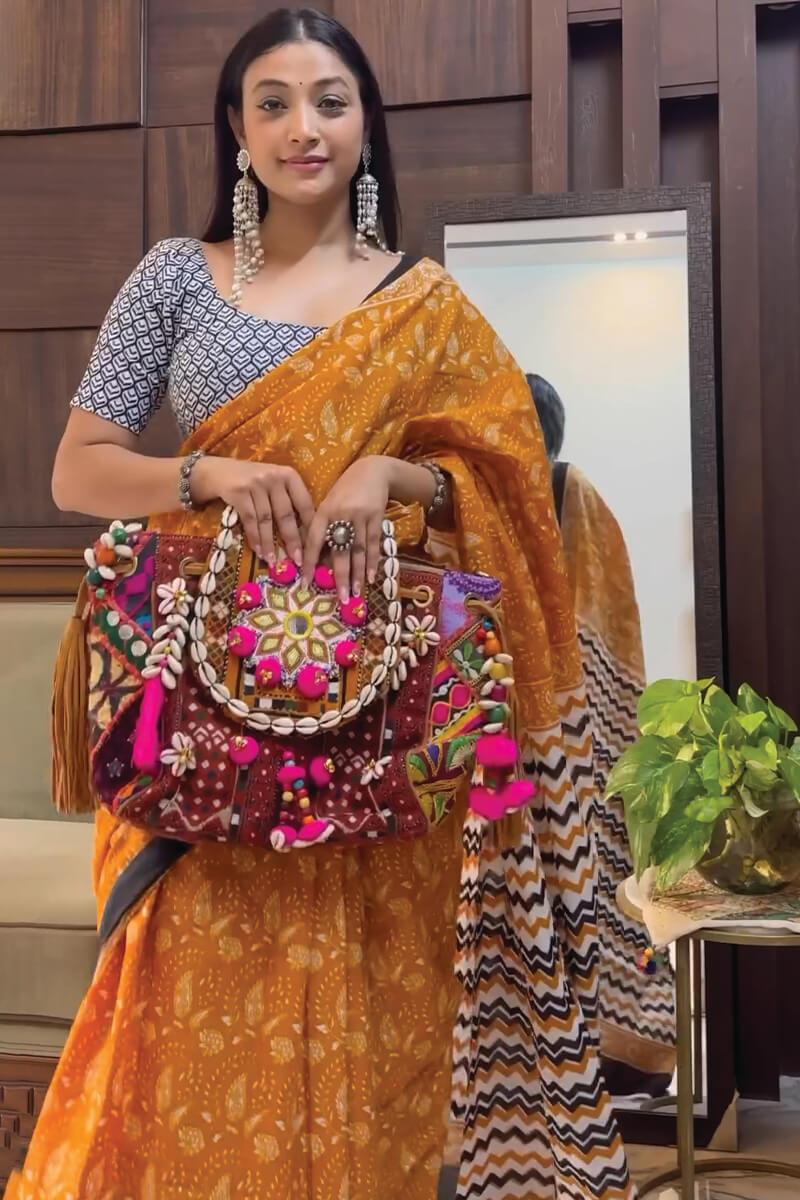 Staggering 1-Minute Ready To Wear Mustard Cotton Saree