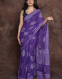 Girlish 1 Minute Ready To Wear Purple Mul Cotton Digital Printed Saree With Pocket