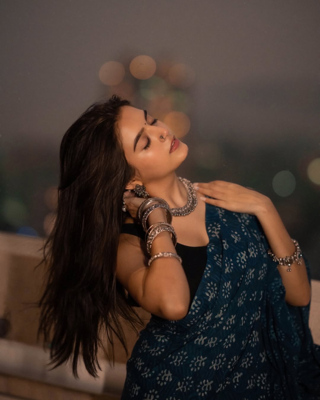 Trendy 1 Minute Ready To Wear Blue Mul Cotton Digital Printed Saree