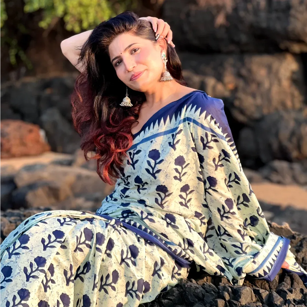 Eclat 1 Minute Ready To Wear Off White Mul Cotton Digital Printed Saree