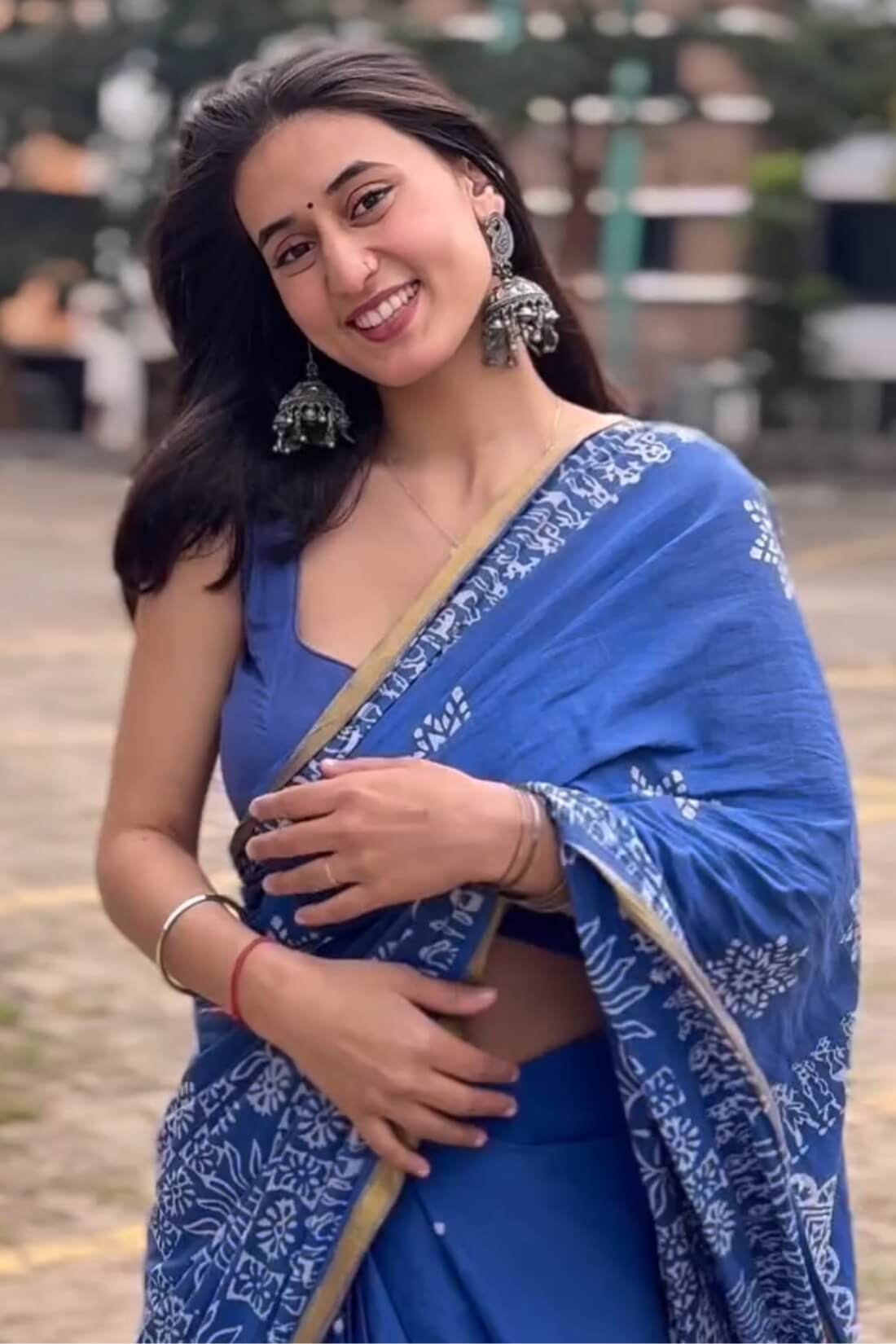 Radiant 1 Minute Ready To Wear Blue Mul Cotton Digital Printed Saree