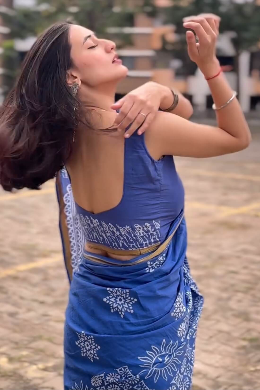 Radiant 1 Minute Ready To Wear Blue Mul Cotton Digital Printed Saree