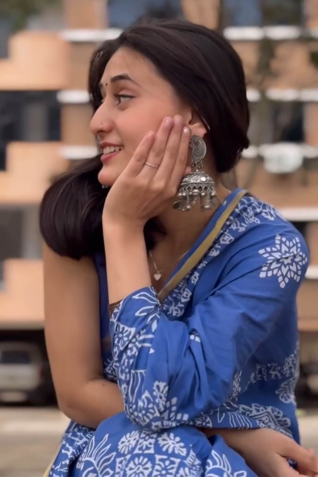 Radiant 1 Minute Ready To Wear Blue Mul Cotton Digital Printed Saree