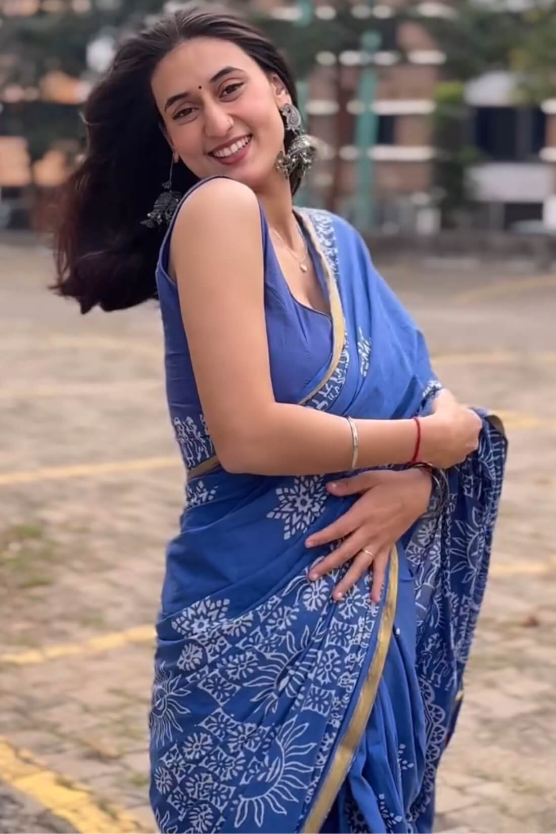 Radiant 1 Minute Ready To Wear Blue Mul Cotton Digital Printed Saree