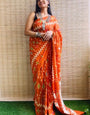 Fairytale 1 Minute Ready To Wear Orange Mul Cotton Digital Printed Saree