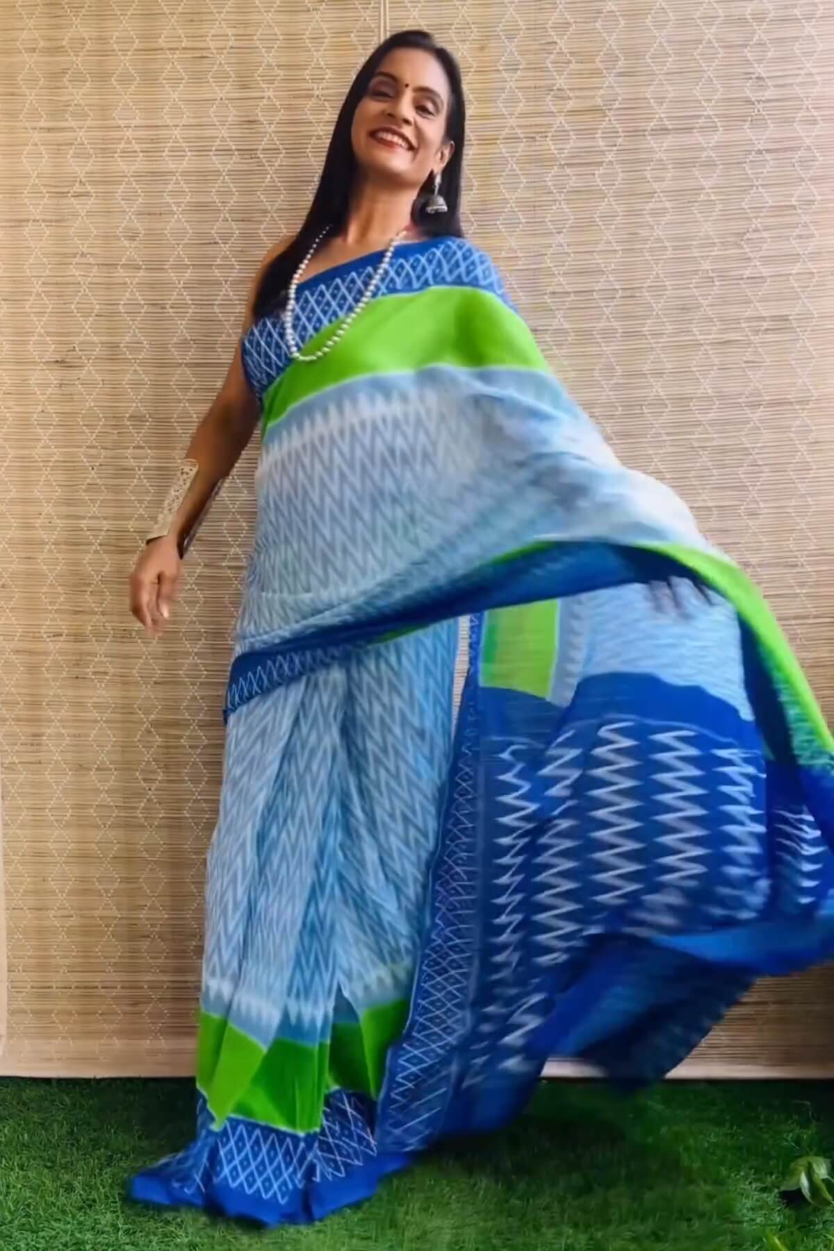 Excellent 1 Minute Ready To Wear Sky Mul Cotton Digital Printed Saree