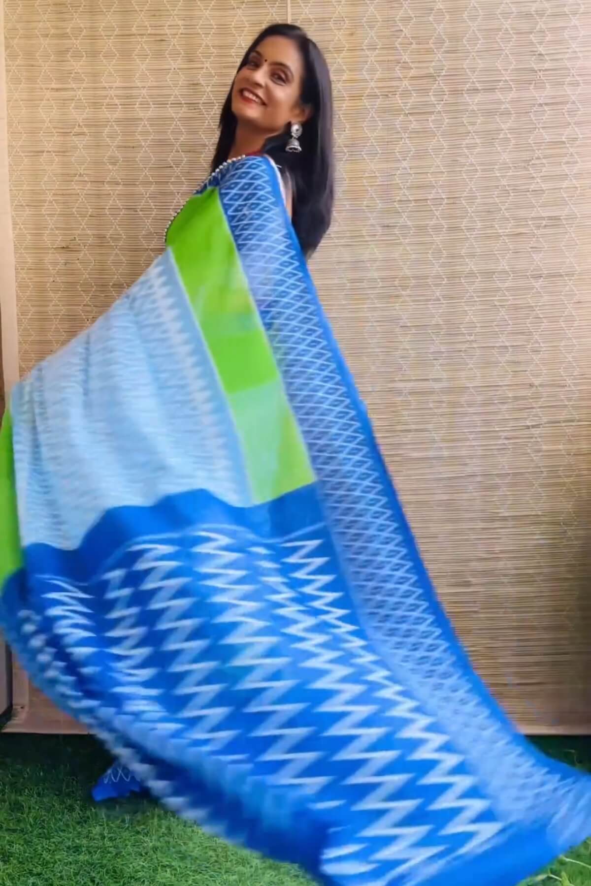 Excellent 1 Minute Ready To Wear Sky Mul Cotton Digital Printed Saree