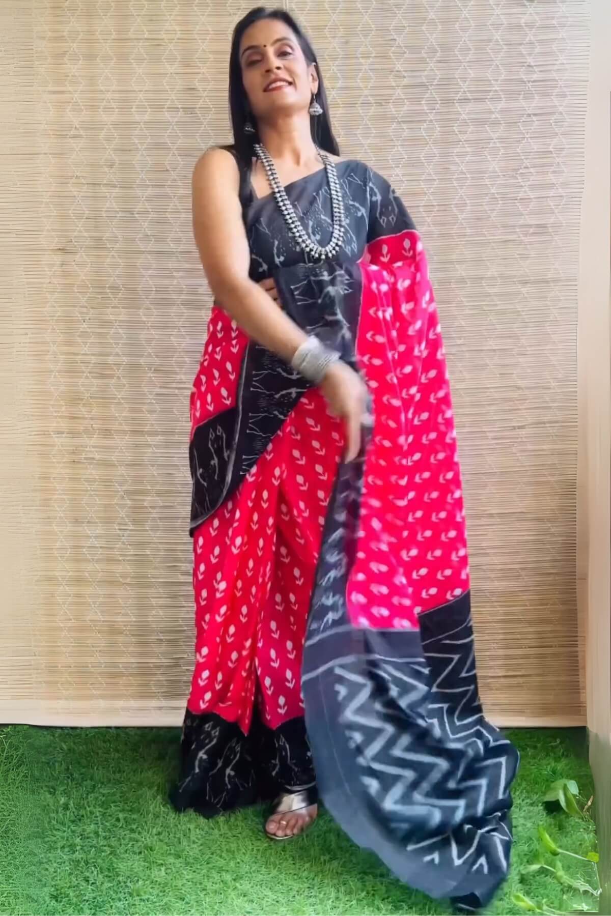 Breathtaking 1 Minute Ready To Wear Dark Pink Mul Cotton Digital Printed Saree