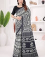 Splendiferous Black 1 Minute Ready To Wear Digital Printed Crape Silk Saree