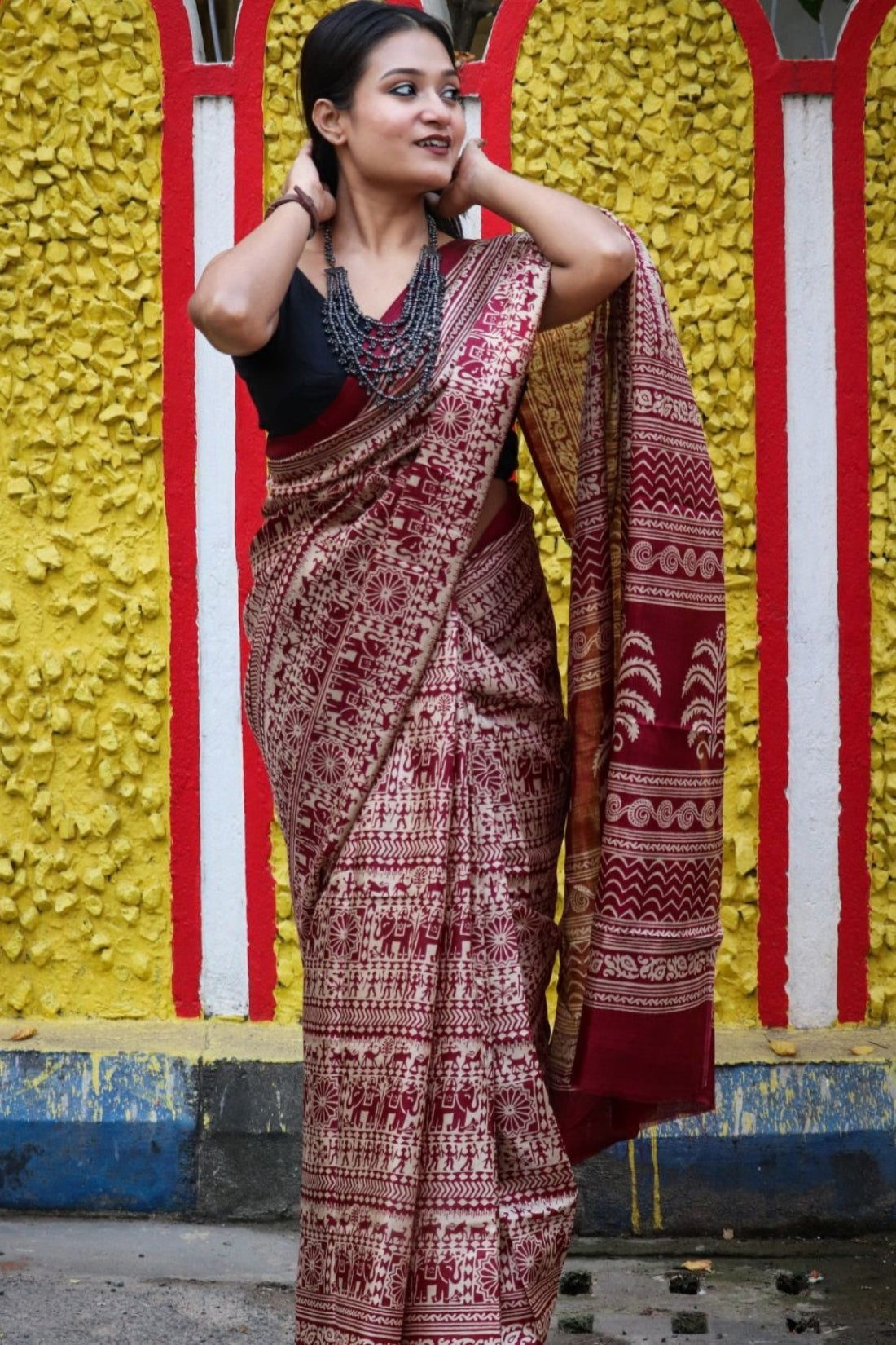 Unique Maroon 1 Minute Ready To Wear Digital Printed Crape Silk Saree