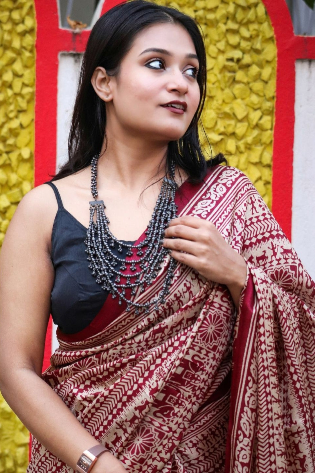 Unique Maroon 1 Minute Ready To Wear Digital Printed Crape Silk Saree