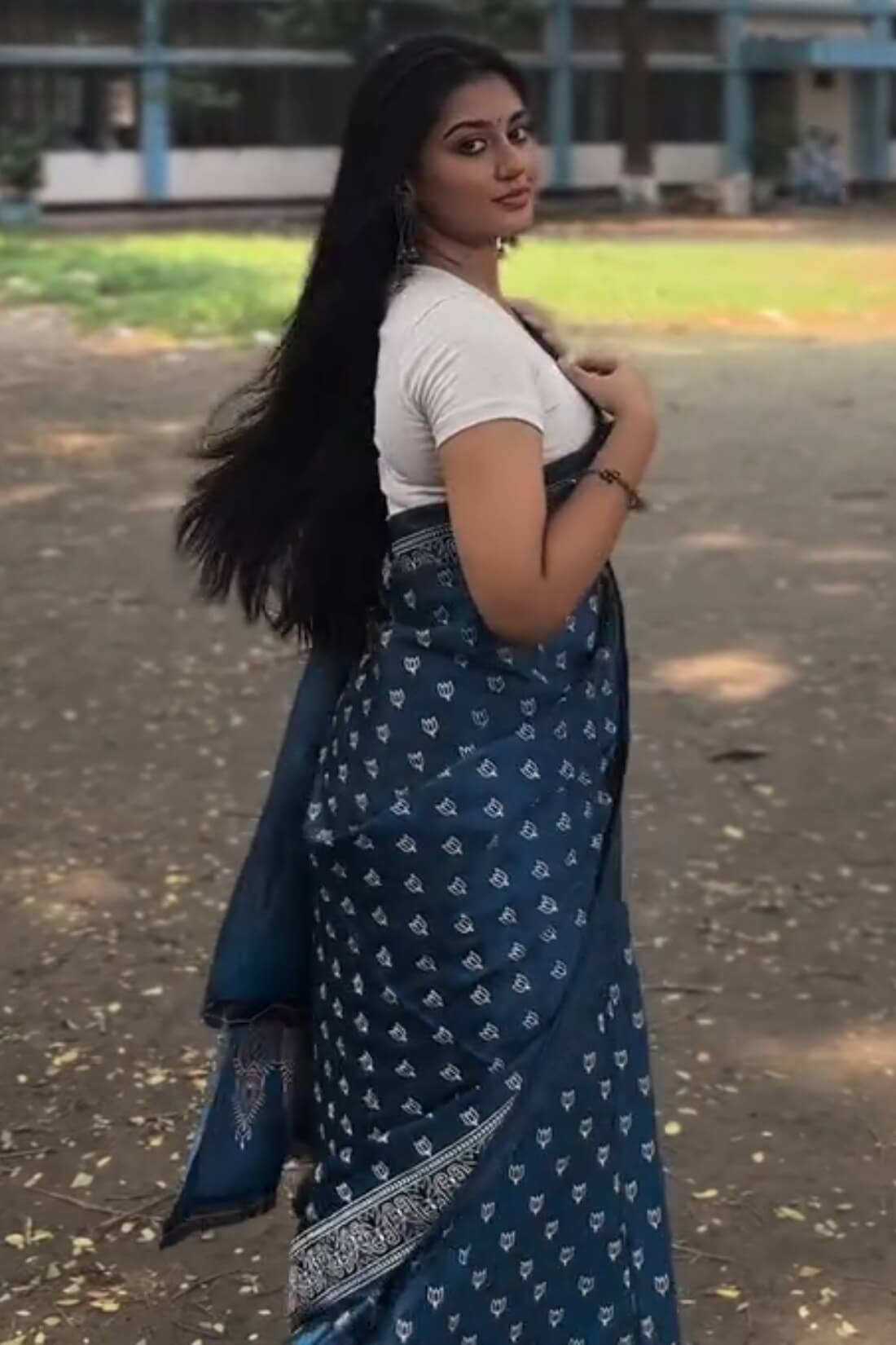 Palimpsest Teal Blue 1 Minute Ready To Wear Digital Printed Crape Silk Saree