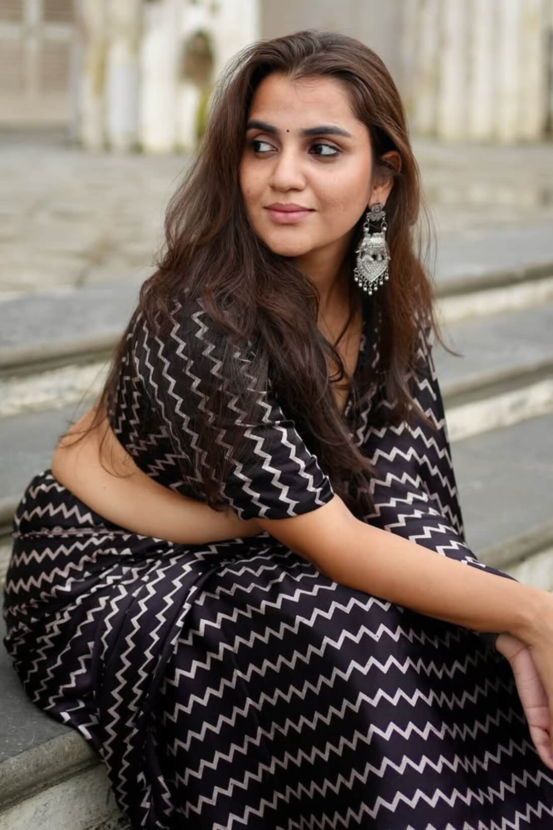 Enthralling Black 1 Minute Ready To Wear Digital Printed Crape Silk Saree