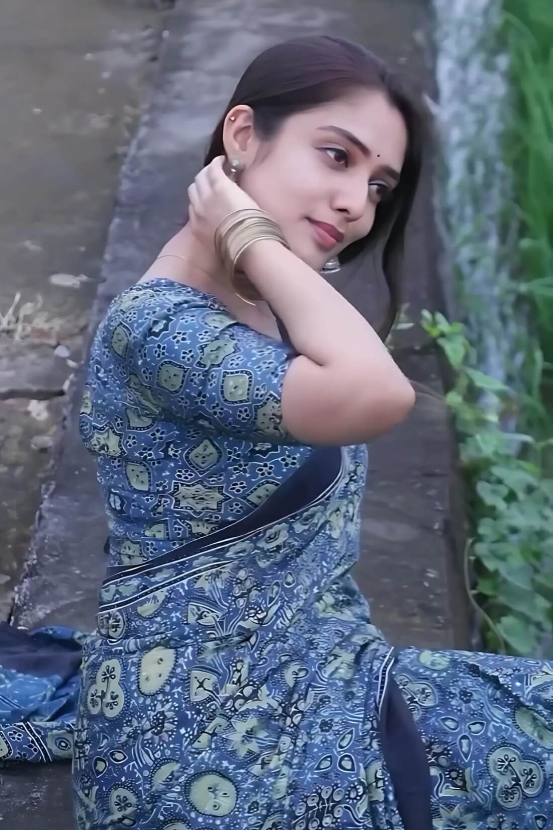 Seraphic Blue 1 Minute Ready To Wear Digital Printed Crape Silk Saree