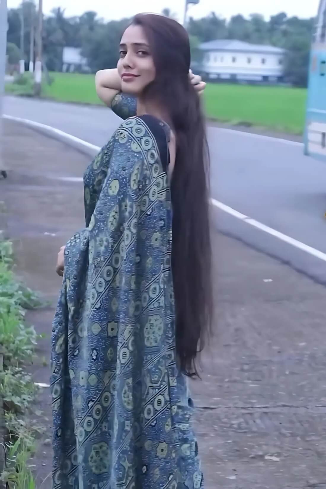 Seraphic Blue 1 Minute Ready To Wear Digital Printed Crape Silk Saree