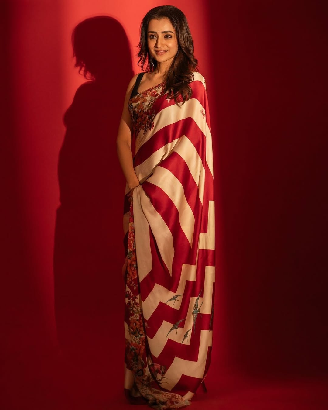 Splendorous Beige And Maroon 1 Minute Ready To Wear Digital Printed Crape Silk Saree