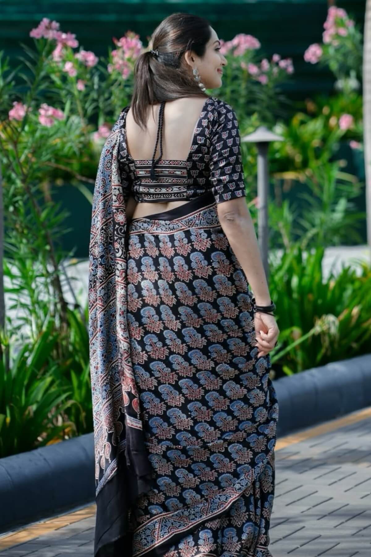 Exquisite Black 1 Minute Ready To Wear Digital Printed Crape Silk Saree